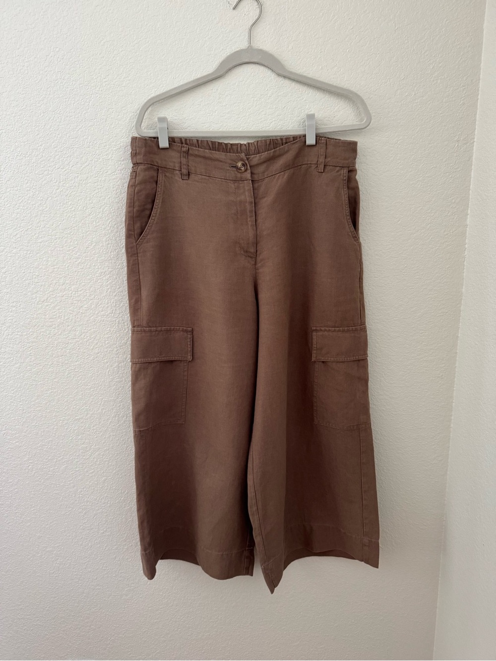 Chico's Brown Wide-Leg Cropped Linen Pants